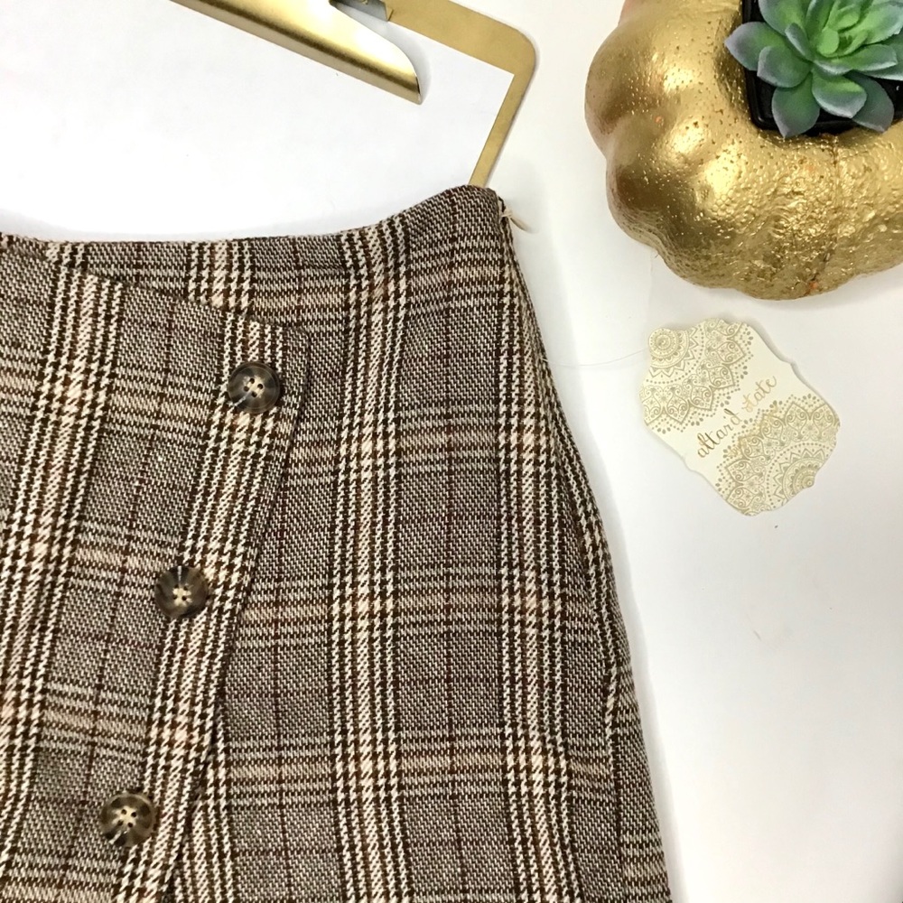 Altar’d State Skort Plaid Brown Houndstooth Lined - Picture 3 of 13